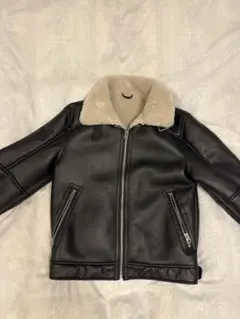 ZARA 黒 シェルパ襟  Mサイズ レザージャケット  ボアジャケット