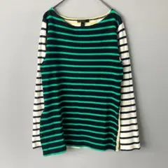 JCREW(M)長袖Tシャツ/マルチカラー/ボーダー/切り替え/コットンのサムネイル