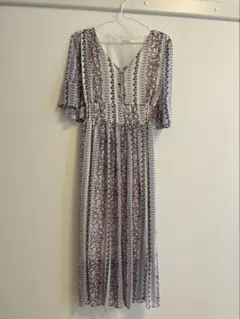 archives フラワープリント Vネック マキシワンピース