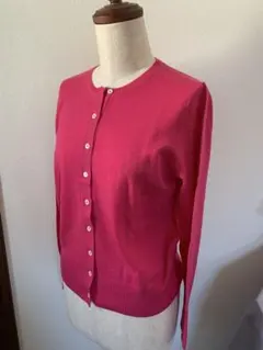 ENZO ピンク 長袖 カーディガン 前面ボタン付き