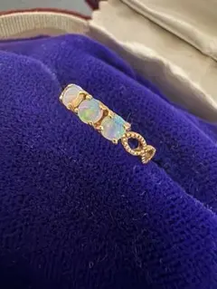 アガット K10オパールピンキーリング 5号