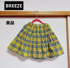 美品　BREEZE チェック 柄 ティアード スカート 110 黄色　かわいいのサムネイル