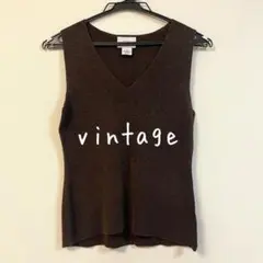 【美品】古着屋nicoで購入 ノースリーブニットトップス Vネック ブラウン