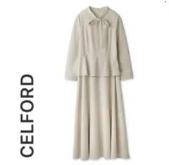 ペプラム ロングワンピース