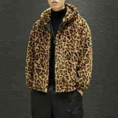 ;_メンズ ブルゾン パーカー ジャケット ボア レオパート ヒョウ柄