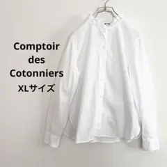 コトニエ コットンストレッチ フリルシャツ ホワイト XLサイズのサムネイル