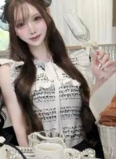 ルミニョン lumignon tweed-like ribbon knit ルミニョン tweed-like ribbon knit ホワイト 東京限定 - メルカリ