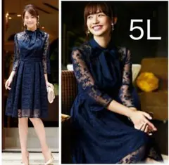 美品RUIRUE BOUTIQUE クチュールレースリボンワンピースドレス5L