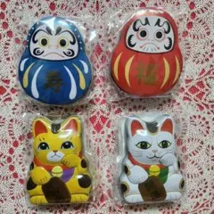 カルディ KALDI 招きねこ&ミニだるま缶４個セット