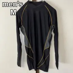 メンズ　長袖　耐久冷感　ロンT インナー　アンダーシャツ　スポーツ　黒　M