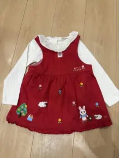 MIKI HOUSE 赤色 ワンピース 80cm インナーセット