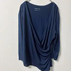 レディース ネイビー 長袖 チュニック【M】