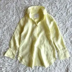 Oggi掲載【23区】LIBECO 麻100% スキッパーシャツ イエロー 38 Oggi掲載【23区】LIBECO 麻100% スキッパーシャツ イエロー 38