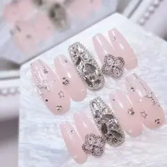 お急ぎ便A♥ ネイルチップ 量産型 ちゅるん ワンホン スナ系 ピンク キラキラ