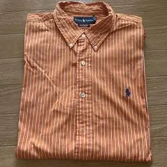 POLO RalphLaurenオレンジ ストライプ Yシャツ