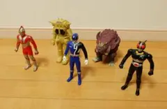 ソフビ人形　5体セット　昭和レトロ　ウルトラマン　怪獣　仮面ライダー　6-32