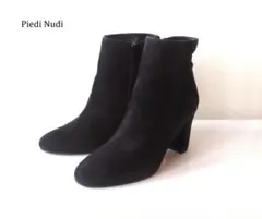 Piedi Nudiスエードショートブーツ24cm レザー本革ブラックブーティ
