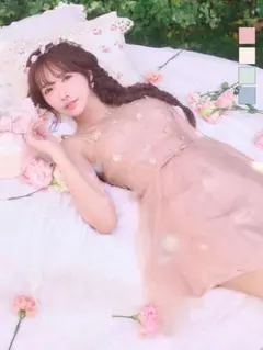 エンジェルアール 花柄 キャバドレス 長袖 ピンク AR26801 - メルカリ