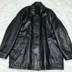 レザージャケット　羊革　Ｌ相当　黒　イタリアラム使用　YKKジップ