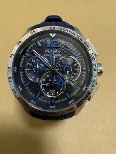 PULSAR クロノグラフ 腕時計 ブラック/ブルー