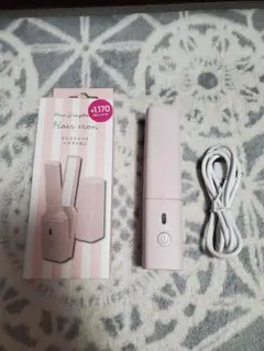 ミニストレートヘアアイロン DC5V2.4A ピンク