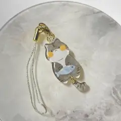 尾曲がり猫 サバトラ ストラップ①