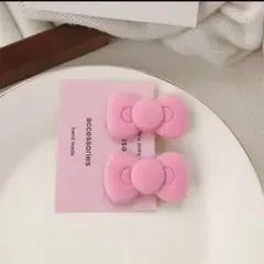 ピンク　ヘアピン　 前髪クリップ　リボン　キティ