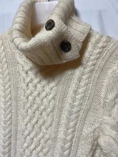 バーバリー　アイボリー ケーブルニット ワンピース 38