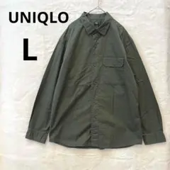 UNIQLO メンズ L オリーブ ストレッチツイル オーバーサイズシャツ