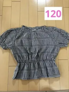 branshes 半袖ブラウス 120 黒白チェック