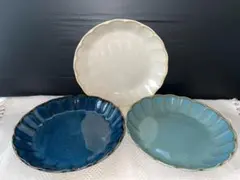 花型　大皿　丸皿　3色セットのサムネイル