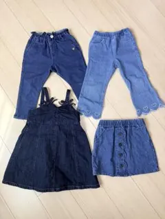 デニムキッズ服4点セット（スカート・パンツ）