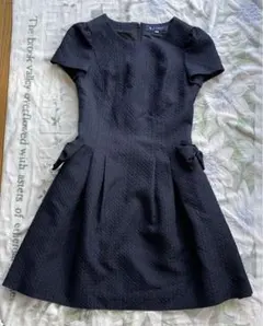 美品　エムズグレイシー　濃紺　半袖ワンピース　38 サイドリボン