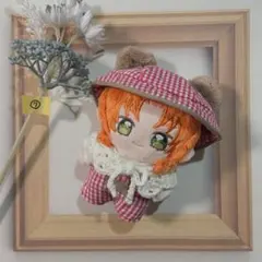 ⑦いつぬい くまみみギンガムコーデ用 つけ襟 ケープ 手編み