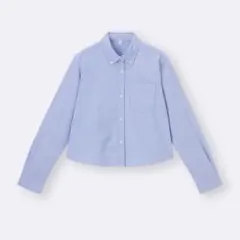 GU オックスフォードショートシャツ ブルー　XL
