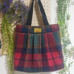 【3104】ハンドメイド タック入りトートバッグ