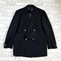 ダーバン ダブルジャケット L相当 ブラックネイビー 美品 フォーマル 仕事用