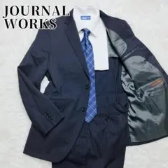 アオキ ジャーナルワークス スーツ セットアップ ネイビー ストライプ AB5
