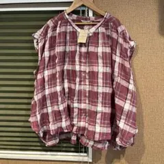 新品タグ付き　サマンサモスモス　リネン混チェックギャザーブラウス　フリーサイズのサムネイル