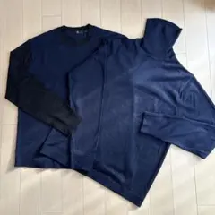 UNIQLO +Jカシミヤセーター　タートル&クルーネック　ネイビー2点セット