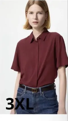 UNIQLO 半袖シャツ ボルドー 3XL レーヨンブラウスのサムネイル