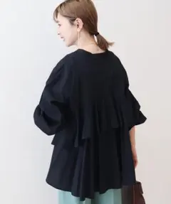 AMERICAN HOLIC バックフリルバンドカラーシャツ ブラック　M