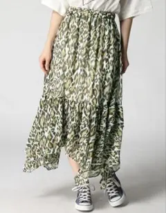 JEANASIS レオパード柄 アシメフレア ロングスカート Fのサムネイル