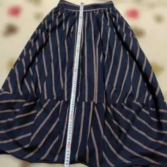 ネイビーオレンジストライプバルーンスカート