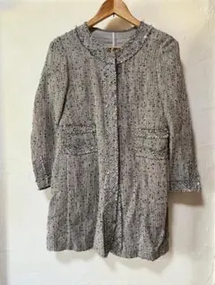 ICB ノーカラーツイードジャケット グレー系　ツイードジャケット