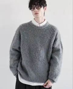 メランジ起毛クルーネックニット RAGEBLUE