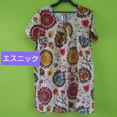 Natural no Hoshi 花柄五分袖チュニック花柄シルクっぽい素材 - メルカリ