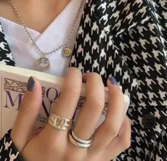 n84 韓国 売れ筋商品☆2個セット☆指輪☆シルバー お洒落リング 340