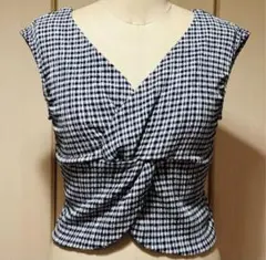 【限定セール】Ray BEAMS ギンガムチェックプリーツツイストタンクトップ