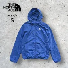 adidas ウインドブレーカー　薄手羽織　パーカー　ブルゾン　ブルー　S ロゴ